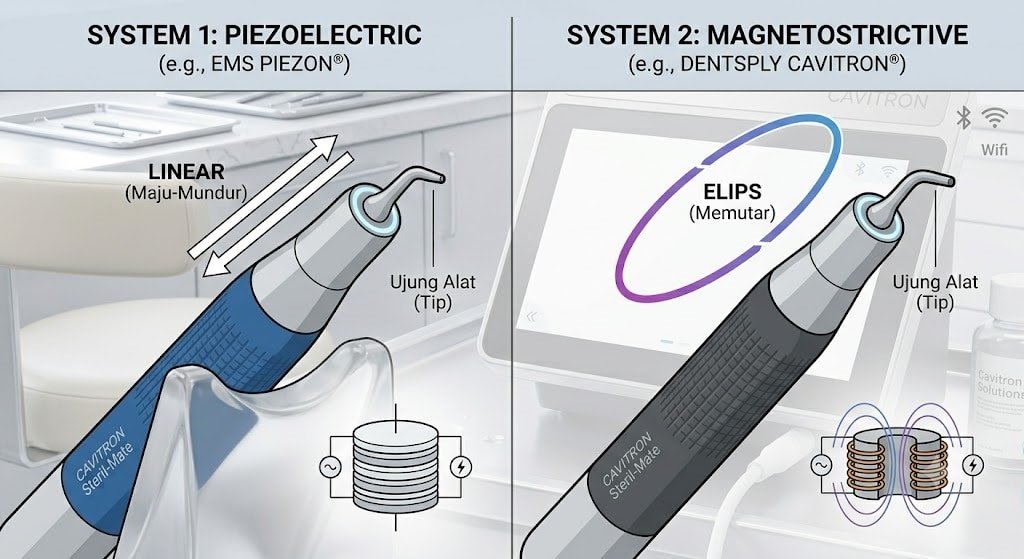 ide-by-side comparison of EMS AIRFLOW vs Cavitron Touch units.